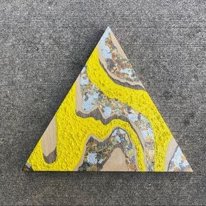 Original art, 12” triangle, birch wood panel mixed media painting 
Final sale